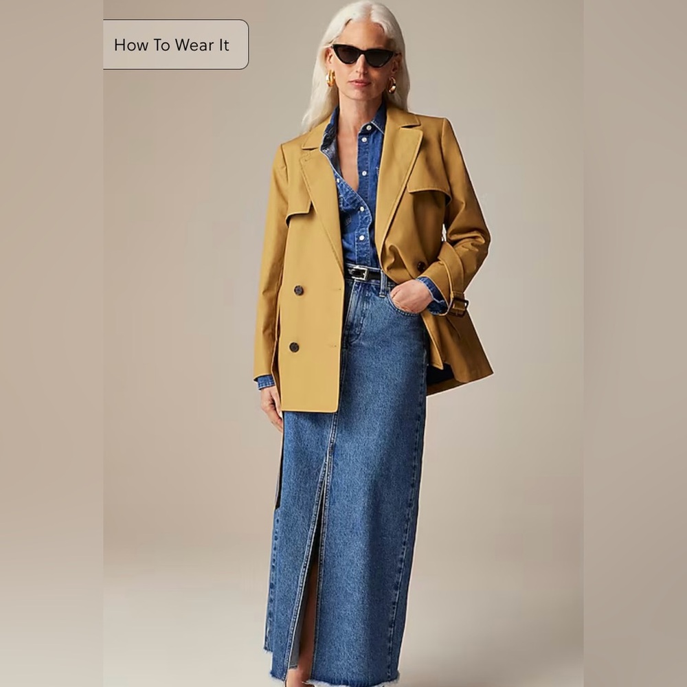 J. Crew cropped icon trench coat. Honey brown. Women’s size 2.